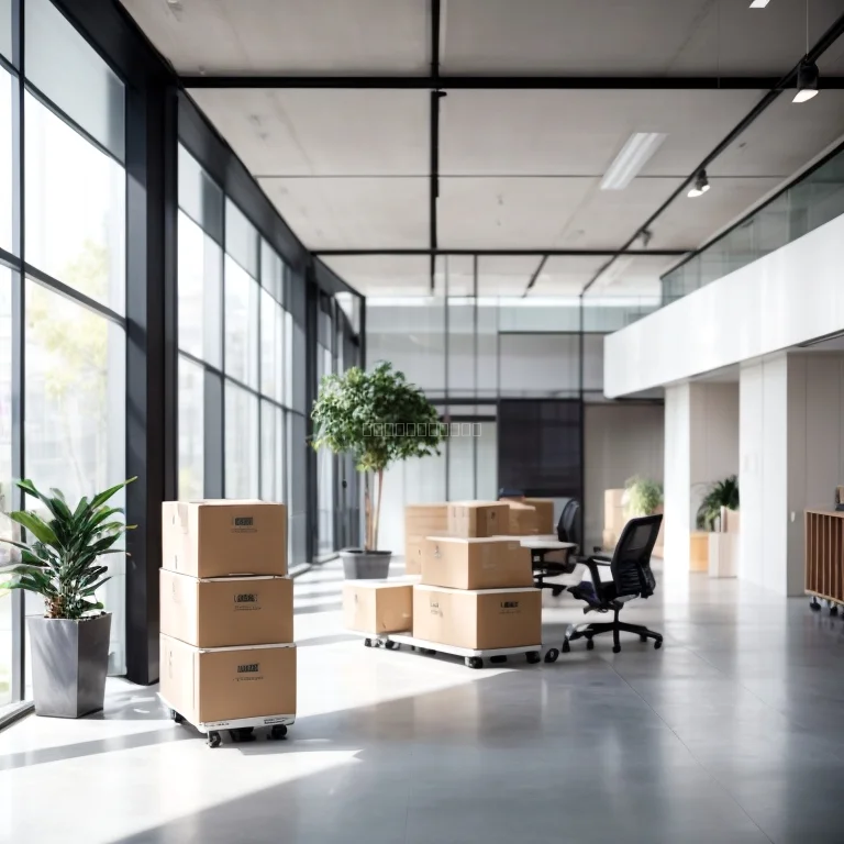 笑顔のスタッフと梱包資材のイメージ